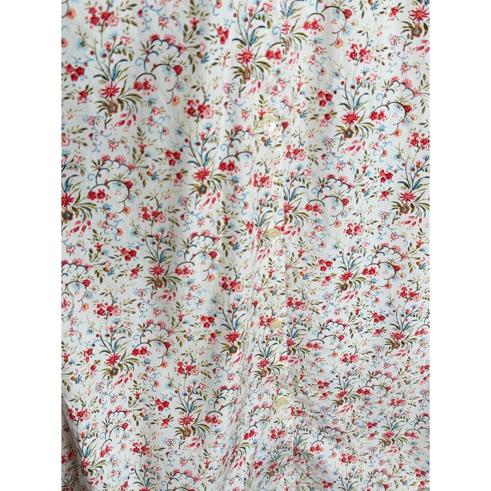 La Vie by Rebecca Taylor Floral Ruffle Neck Blouse Cream w/ Red & Green Small - Picture 12 of 12